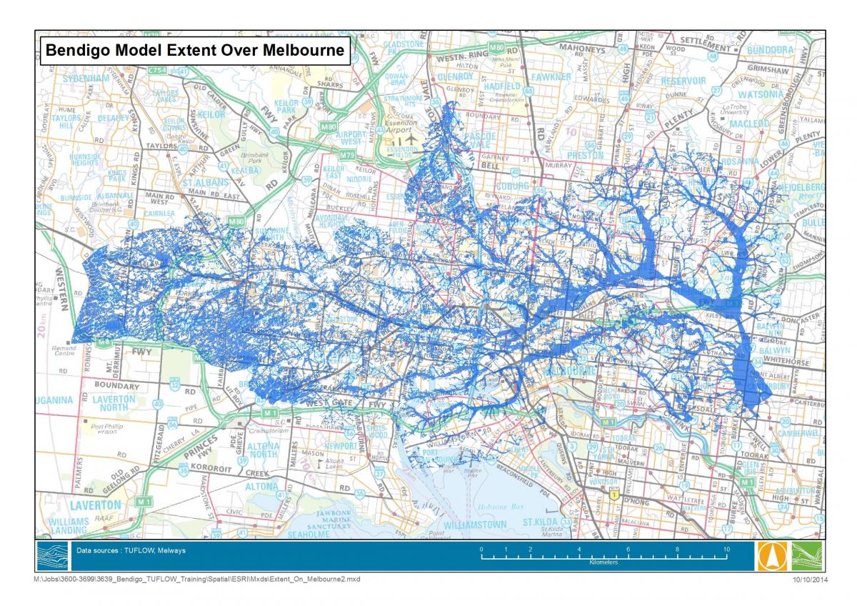 kat jeyografik nan Melbourne inondasyon