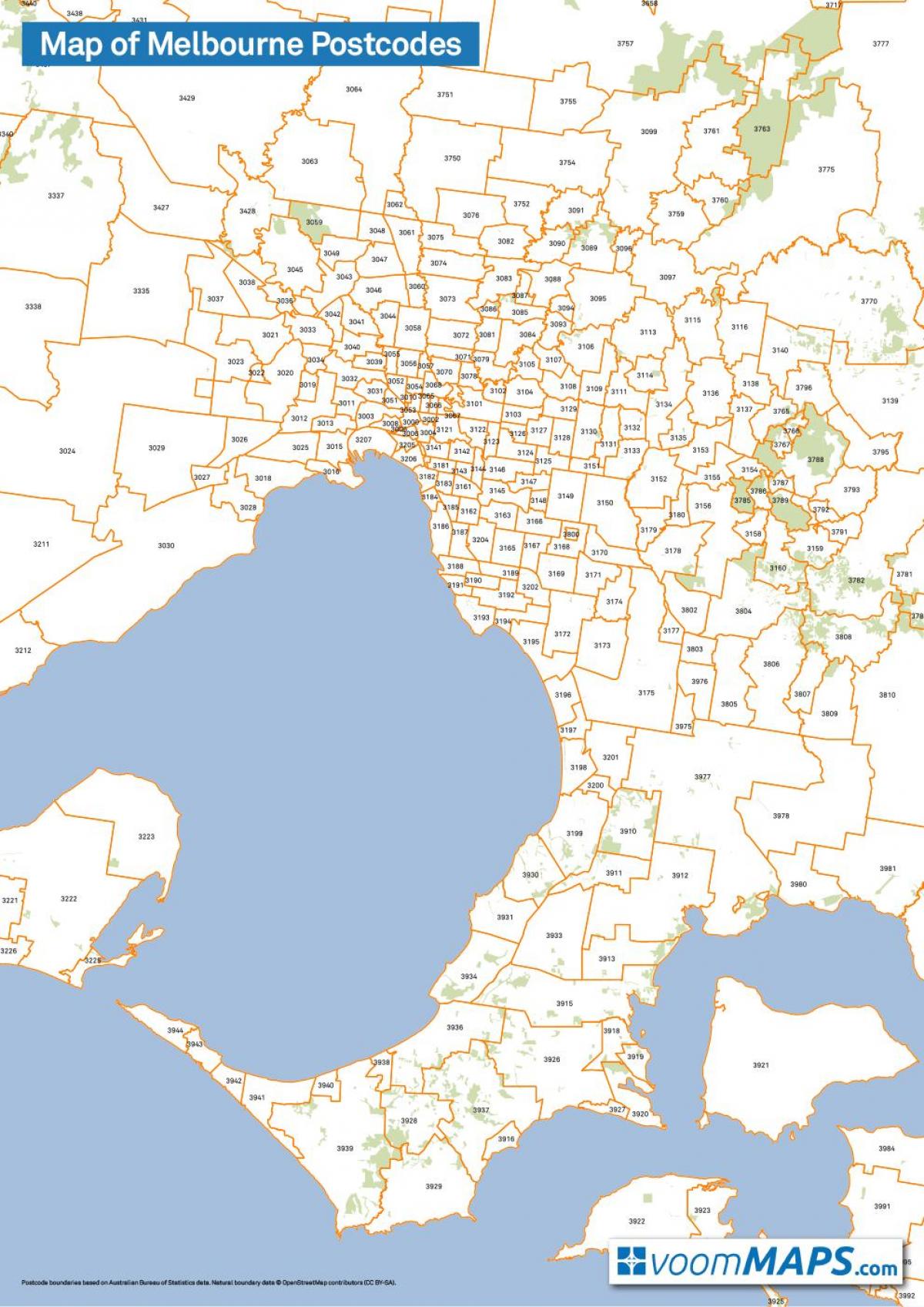 kat jeyografik nan Melbourne postcodes
