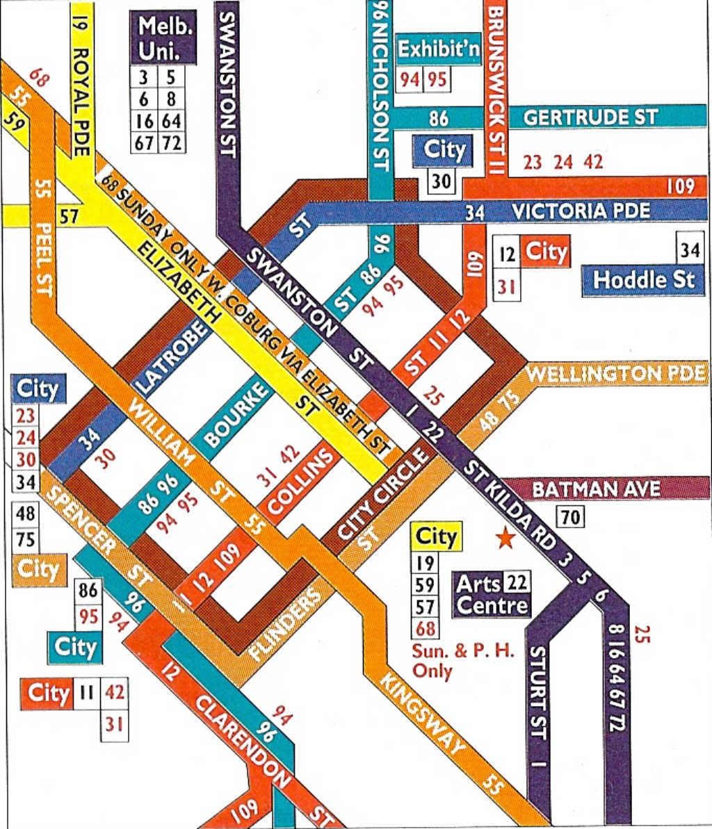 Melbourne cbd bèn kat jeyografik