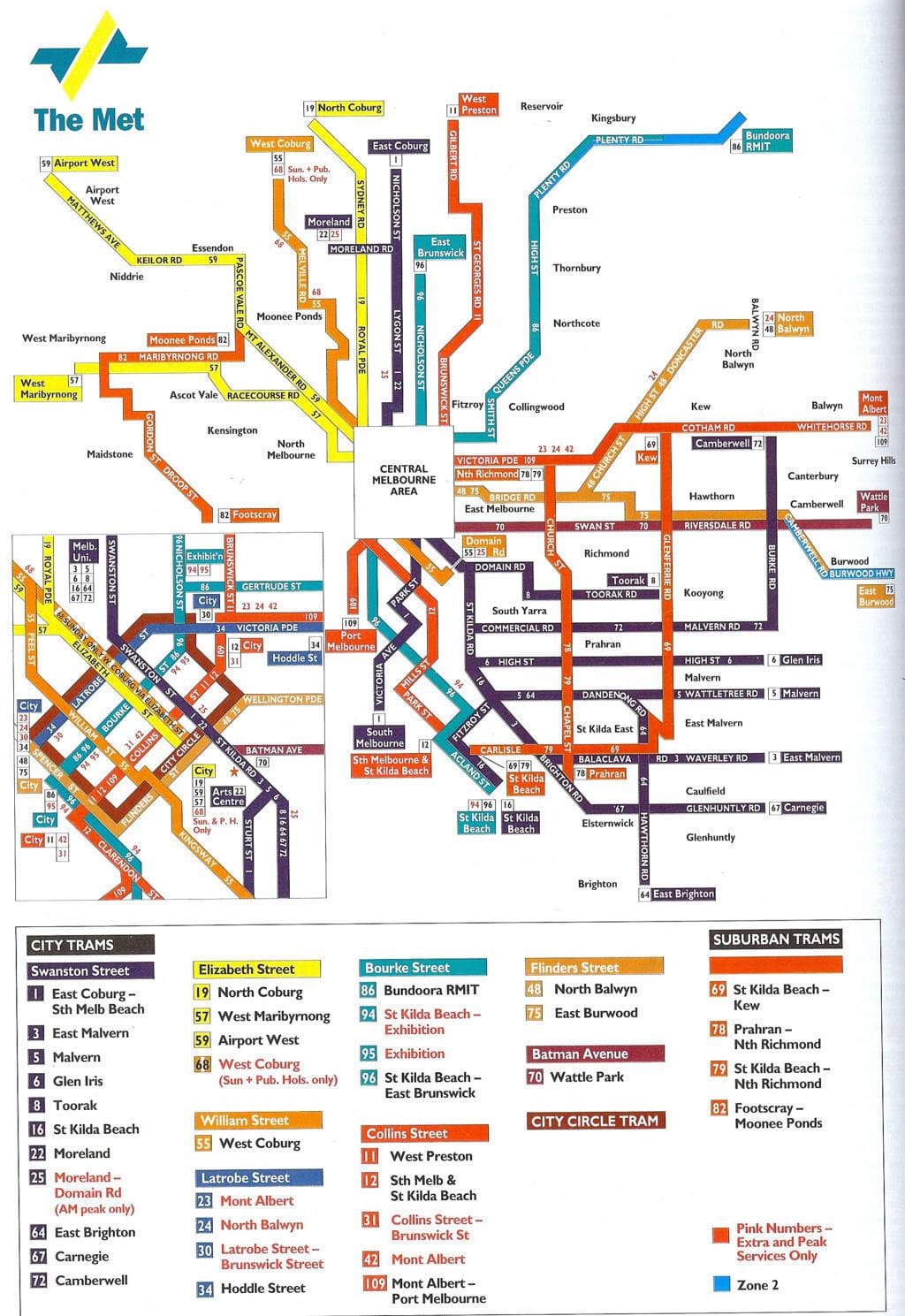 Melbourne transpò piblik kat jeyografik