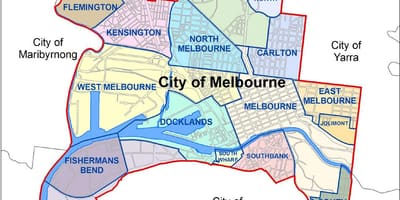Kat jeyografik Melbourne tout savann pou bèt yo
