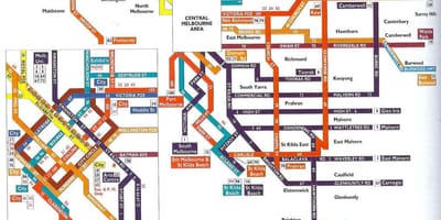 Melbourne transpò piblik kat jeyografik